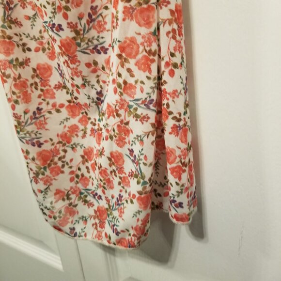 NWT Pink Floral Bodycon Maxi Long Dress Rosette Rose w/ Side Slit Medium Ruched - Picture 7 of 15